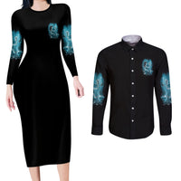 My Demons Tried To Drown Me Mermaid Couples Matching Long Sleeve Bodycon Dress and Long Sleeve Button Shirt - Wonder Print Shop