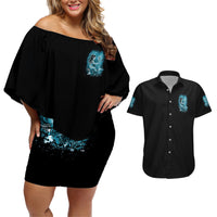 My Demons Tried To Drown Me Mermaid Couples Matching Off Shoulder Short Dress and Hawaiian Shirt - Wonder Print Shop
