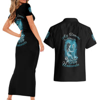 My Demons Tried To Drown Me Mermaid Couples Matching Short Sleeve Bodycon Dress and Hawaiian Shirt - Wonder Print Shop