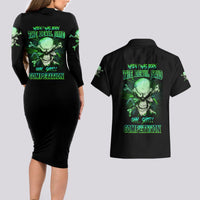When I Was Born Mad Skull Couples Matching Long Sleeve Bodycon Dress and Hawaiian Shirt - Wonder Print Shop