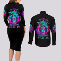 This Is My Life Not Yours Couples Matching Long Sleeve Bodycon Dress and Long Sleeve Button Shirt - Wonder Print Shop