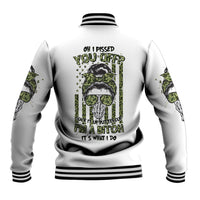 Oh I Pissed You Off Messy Bun Baseball Jacket - Wonder Print Shop