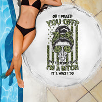 Oh I Pissed You Off Messy Bun Beach Blanket - Wonder Print Shop