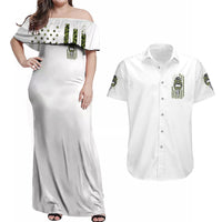 Oh I Pissed You Off Messy Bun Couples Matching Off Shoulder Maxi Dress and Hawaiian Shirt - Wonder Print Shop