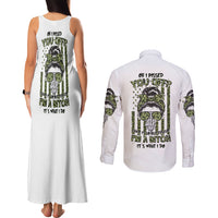 Oh I Pissed You Off Messy Bun Couples Matching Tank Maxi Dress and Long Sleeve Button Shirt - Wonder Print Shop