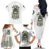 Oh I Pissed You Off Messy Bun Family Matching Off Shoulder Long Sleeve Dress and Hawaiian Shirt - Wonder Print Shop