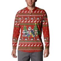 Miniature Schnauzer Family Snow Christmas Button Sweatshirt Xmas Holiday Patterns - Wonder Print Shop