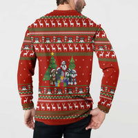 Miniature Schnauzer Family Snow Christmas Button Sweatshirt Xmas Holiday Patterns - Wonder Print Shop