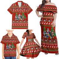 Miniature Schnauzer Family Snow Christmas Family Matching Off Shoulder Maxi Dress and Hawaiian Shirt Xmas Holiday Patterns - Wonder Print Shop