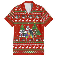 Miniature Schnauzer Family Snow Christmas Family Matching Off Shoulder Maxi Dress and Hawaiian Shirt Xmas Holiday Patterns - Wonder Print Shop