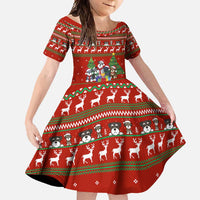 Miniature Schnauzer Family Snow Christmas Family Matching Short Sleeve Bodycon Dress and Hawaiian Shirt Xmas Holiday Patterns - Wonder Print Shop