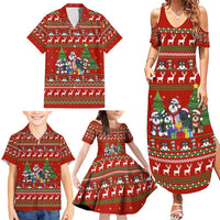 Miniature Schnauzer Family Snow Christmas Family Matching Summer Maxi Dress and Hawaiian Shirt Xmas Holiday Patterns - Wonder Print Shop