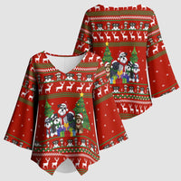 Miniature Schnauzer Family Snow Christmas Kimono Sleeve Blouse Xmas Holiday Patterns - Wonder Print Shop