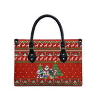 Miniature Schnauzer Family Snow Christmas Leather Bag Xmas Holiday Patterns - Wonder Print Shop
