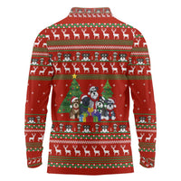 Miniature Schnauzer Family Snow Christmas Long Sleeve Polo Shirt Xmas Holiday Patterns - Wonder Print Shop