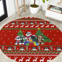 Miniature Schnauzer Family Snow Christmas Round Carpet Xmas Holiday Patterns - Wonder Print Shop