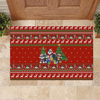 Miniature Schnauzer Family Snow Christmas Rubber Doormat Xmas Holiday Patterns - Wonder Print Shop
