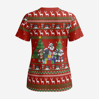 Miniature Schnauzer Family Snow Christmas Scrub Top Xmas Holiday Patterns - Wonder Print Shop