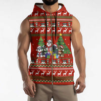 Miniature Schnauzer Family Snow Christmas Sleeveless Zip Hoodie Xmas Holiday Patterns - Wonder Print Shop