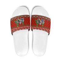 Miniature Schnauzer Family Snow Christmas Slide Sandals Xmas Holiday Patterns - Wonder Print Shop