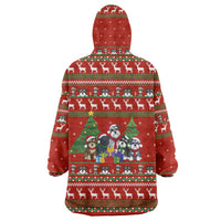 Miniature Schnauzer Family Snow Christmas Wearable Blanket Hoodie Xmas Holiday Patterns - Wonder Print Shop