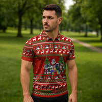 Miniature Schnauzer Family Snow Christmas Zipper Polo Shirt Xmas Holiday Patterns - Wonder Print Shop