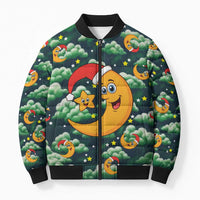 Christmas Moon and Star Bomber Puffer Jacket Xmas Holiday Patterns - Wonder Print Shop