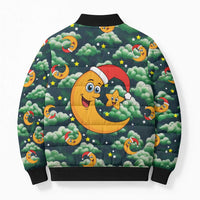 Christmas Moon and Star Bomber Puffer Jacket Xmas Holiday Patterns - Wonder Print Shop
