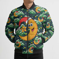 Christmas Moon and Star Bomber Puffer Jacket Xmas Holiday Patterns - Wonder Print Shop