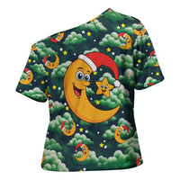 Christmas Moon and Star Cross Shoulder Shirt Xmas Holiday Patterns - Wonder Print Shop