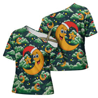 Christmas Moon and Star Cross Shoulder Shirt Xmas Holiday Patterns - Wonder Print Shop