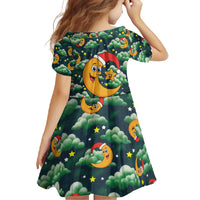 Christmas Moon and Star Family Matching Short Sleeve Bodycon Dress and Hawaiian Shirt Xmas Holiday Patterns - Wonder Print Shop