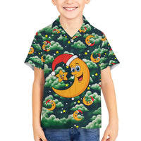 Christmas Moon and Star Kid Hawaiian Shirt Xmas Holiday Patterns - Wonder Print Shop