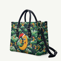 Christmas Moon and Star Leather Bag Xmas Holiday Patterns - Wonder Print Shop