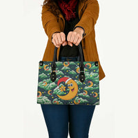 Christmas Moon and Star Leather Bag Xmas Holiday Patterns - Wonder Print Shop