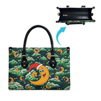 Christmas Moon and Star Leather Bag Xmas Holiday Patterns - Wonder Print Shop