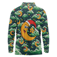 Christmas Moon and Star Long Sleeve Polo Shirt Xmas Holiday Patterns - Wonder Print Shop