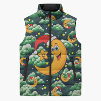 Christmas Moon and Star Sleeveless Puffer Jacket Xmas Holiday Patterns - Wonder Print Shop