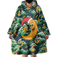 Christmas Moon and Star Wearable Blanket Hoodie Xmas Holiday Patterns - Wonder Print Shop