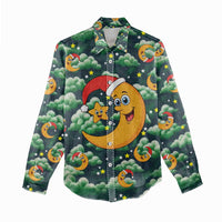 Christmas Moon and Star Women Casual Shirt Xmas Holiday Patterns - Wonder Print Shop
