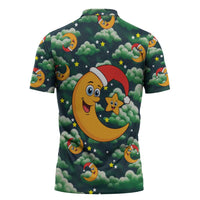 Christmas Moon and Star Zipper Polo Shirt Xmas Holiday Patterns - Wonder Print Shop