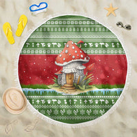 Christmas Mushroom House Beach Blanket Xmas Holiday Patterns - Wonder Print Shop