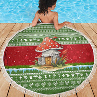 Christmas Mushroom House Beach Blanket Xmas Holiday Patterns - Wonder Print Shop