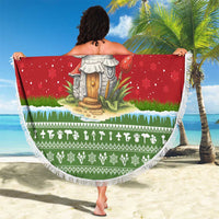 Christmas Mushroom House Beach Blanket Xmas Holiday Patterns - Wonder Print Shop