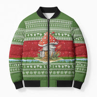 Christmas Mushroom House Bomber Puffer Jacket Xmas Holiday Patterns - Wonder Print Shop