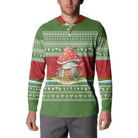 Christmas Mushroom House Button Sweatshirt Xmas Holiday Patterns - Wonder Print Shop