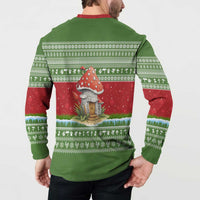 Christmas Mushroom House Button Sweatshirt Xmas Holiday Patterns - Wonder Print Shop