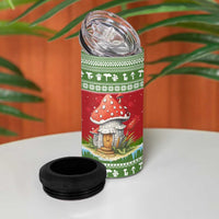 Christmas Mushroom House 4 in 1 Can Cooler Tumbler Xmas Holiday Patterns - Wonder Print Shop