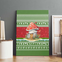 Christmas Mushroom House Canvas Wall Art Xmas Holiday Patterns - Wonder Print Shop