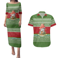 Christmas Mushroom House Couples Matching Puletasi and Hawaiian Shirt Xmas Holiday Patterns - Wonder Print Shop